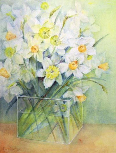 Narcisos en un jarrón de vidrio de Karen Armitage
